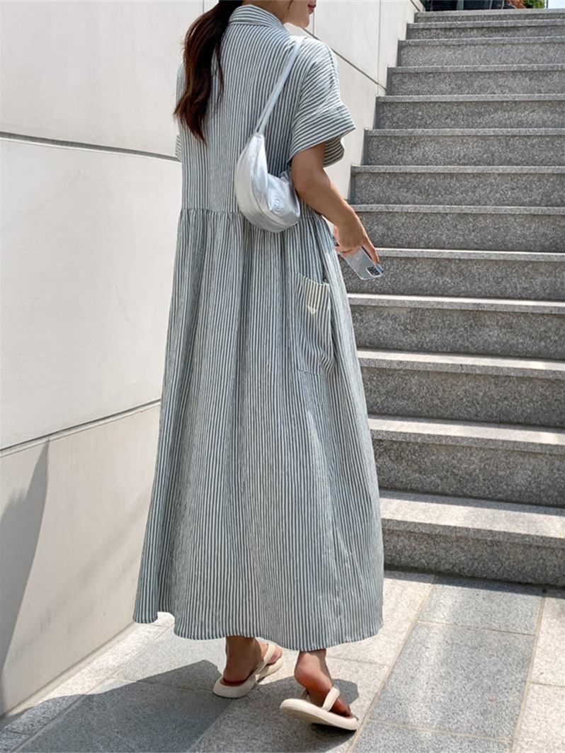 Retro Korean Style Loose Fit S - Korean Style A Line Shirt Dress 评论和价格