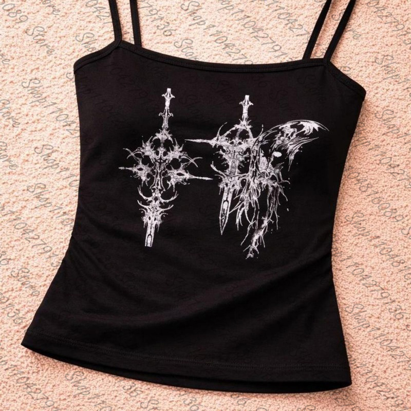 Gothic Women's Corset Tank Top - Y2K Graphic Baby Tee Crop 评论和价格