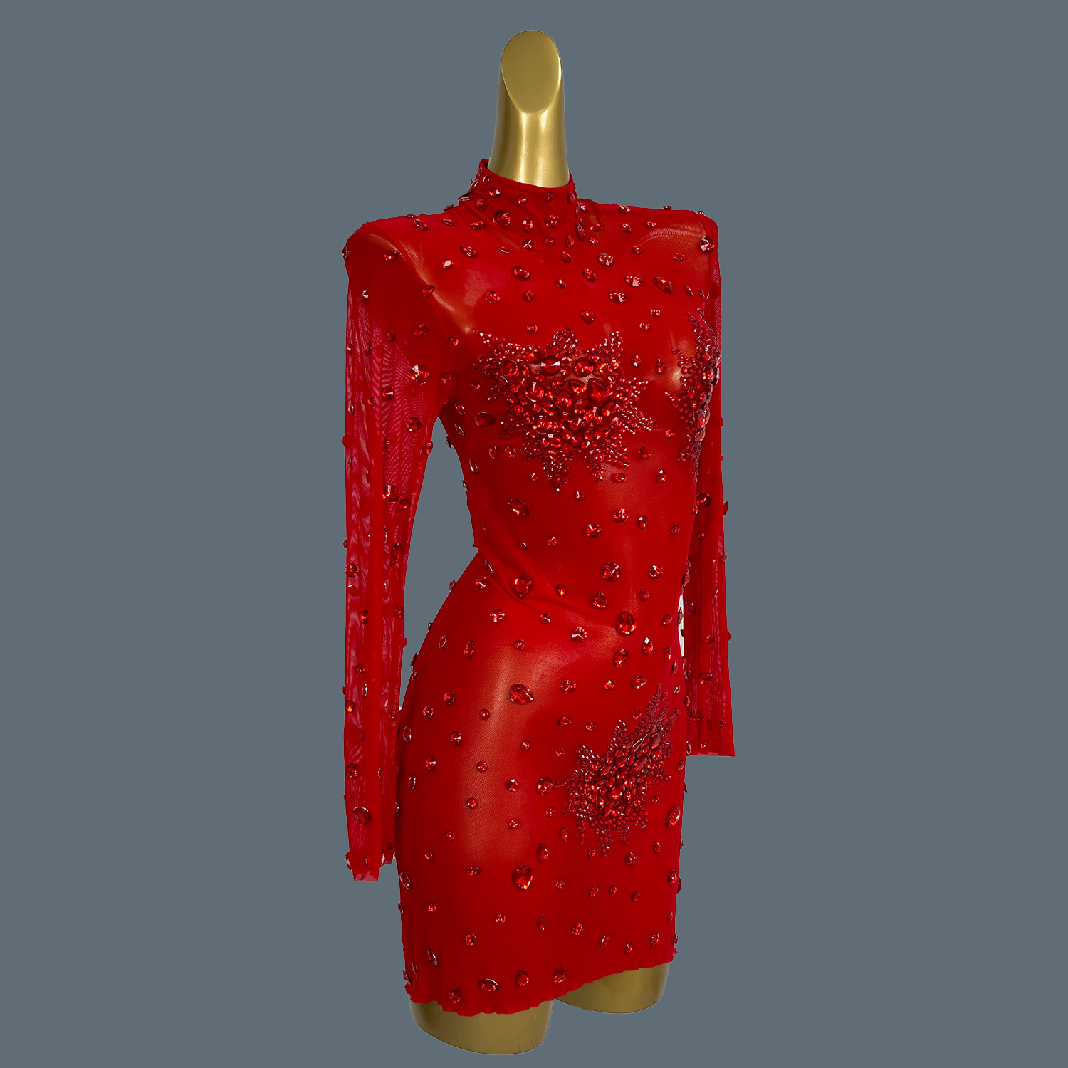 Luxury Sexy Red Rhinestones Sp - Sparkly Rhinestone Club Party Dress 评论和价格