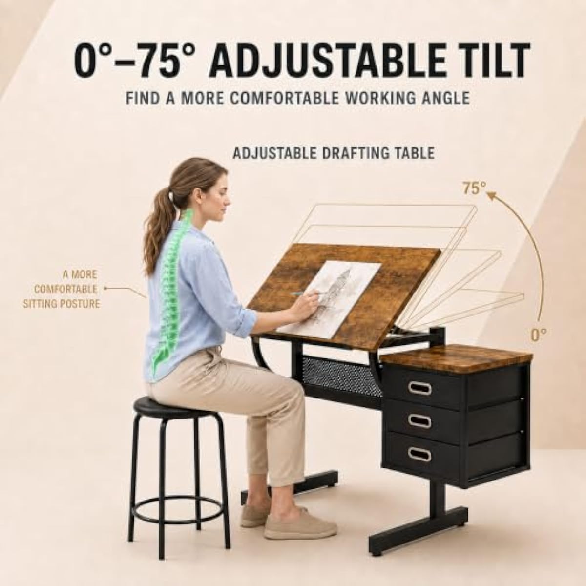 Adjustable Drafting Desk with  - Tops 评论和价格