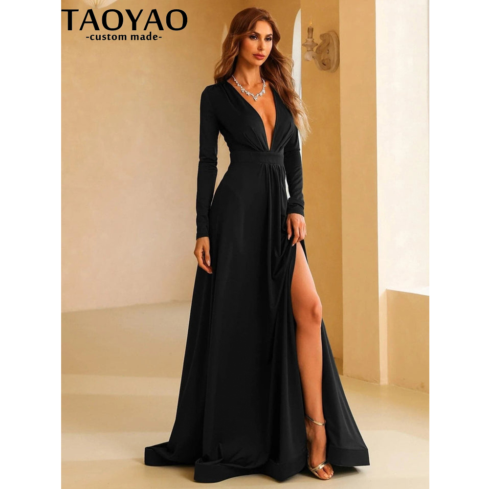 TaoYao Women Evening Dresses C - Elegant Satin Evening Gown Split 评论和价格