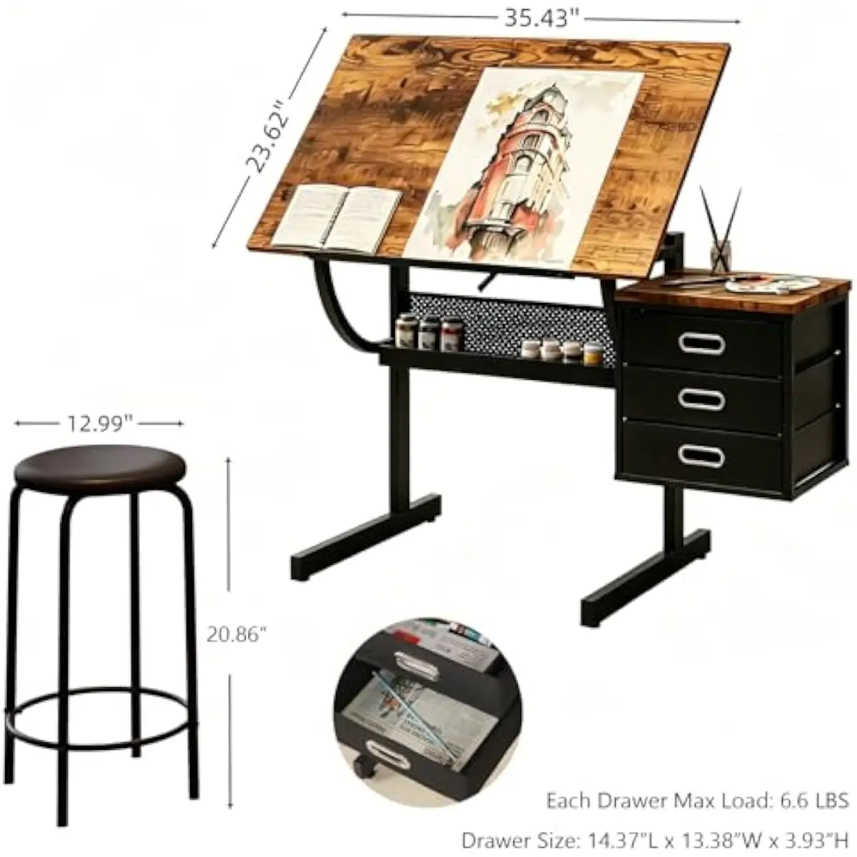 Drafting Desk with Adjustable  - Tops 评论和价格
