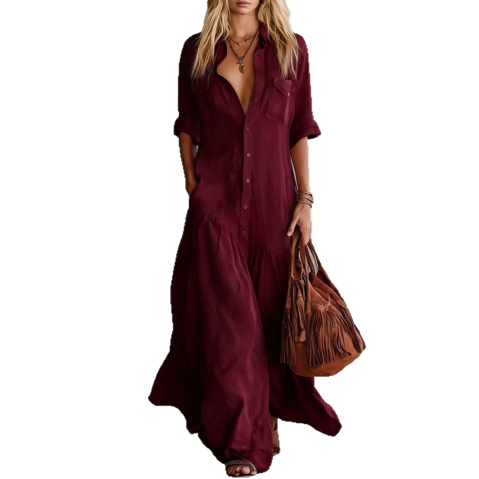 2026 Women's Summer Cotton Lin - Casual Loose Linen Shirt Dress 评论和价格