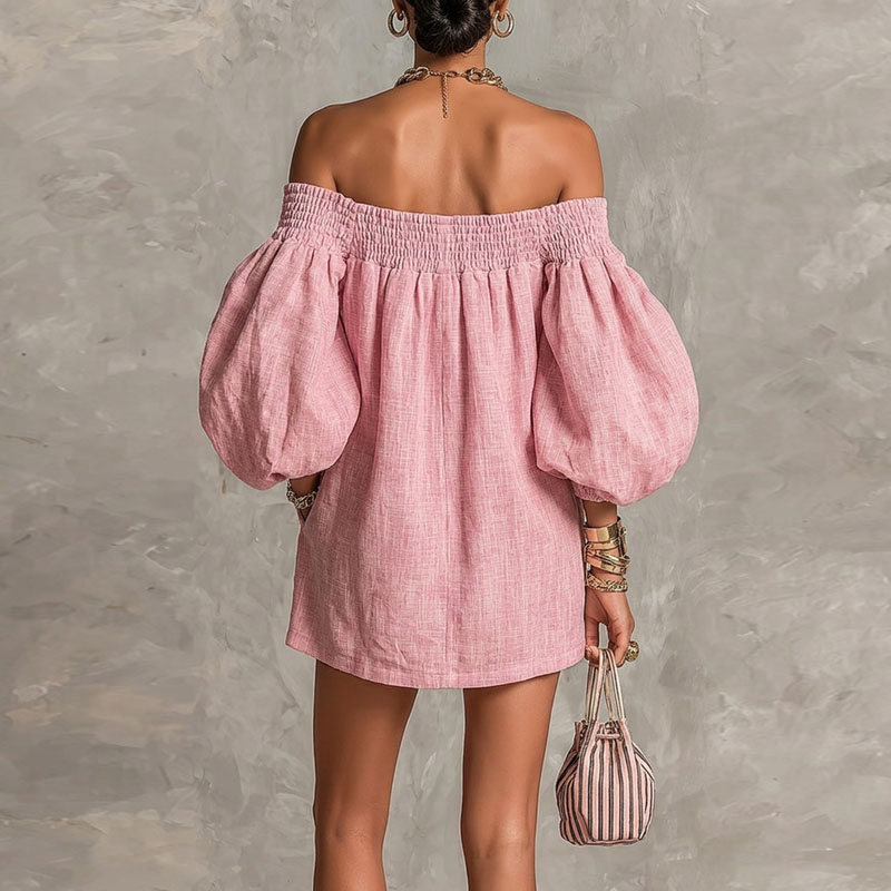 2026 Summer New Off Shoulder P - Off Shoulder Puff Sleeve Sundress 评论和价格