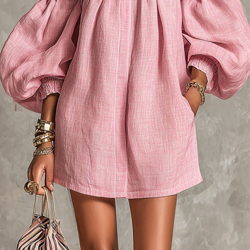 Women's Solid Off Shoulder New - Off Shoulder Puff Sleeve Sundress 评论和价格