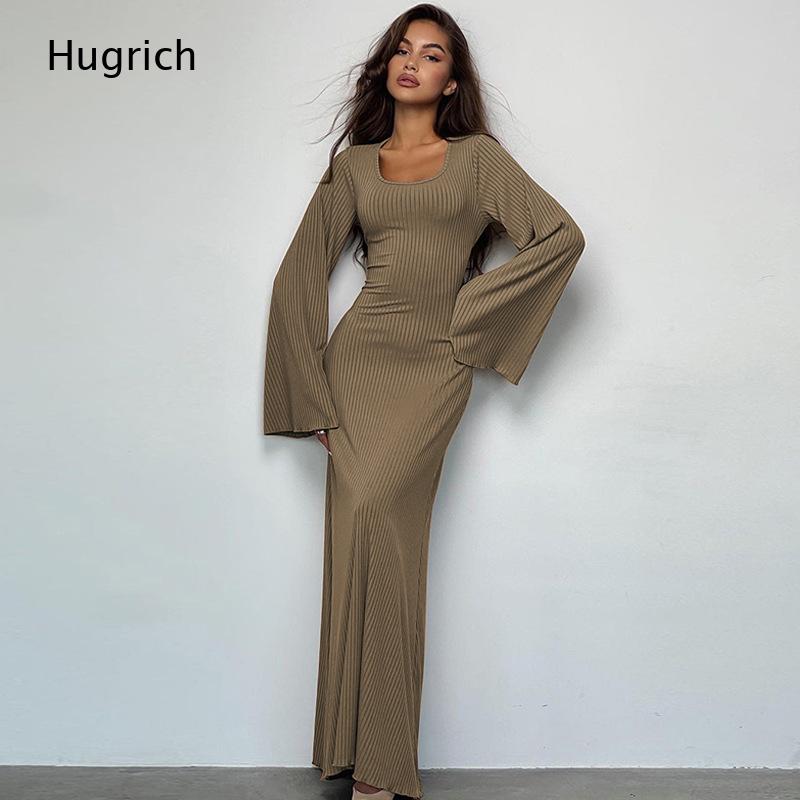 Women's Elegant Ribbed Knit Ma - Bodycon Long Sleeve Ribbed Dress 评论和价格
