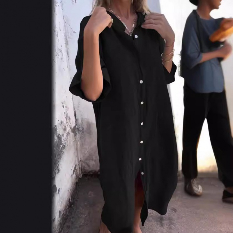 2026 Women's Old Money Shirt D - Casual Loose Linen Shirt Dress 评论和价格