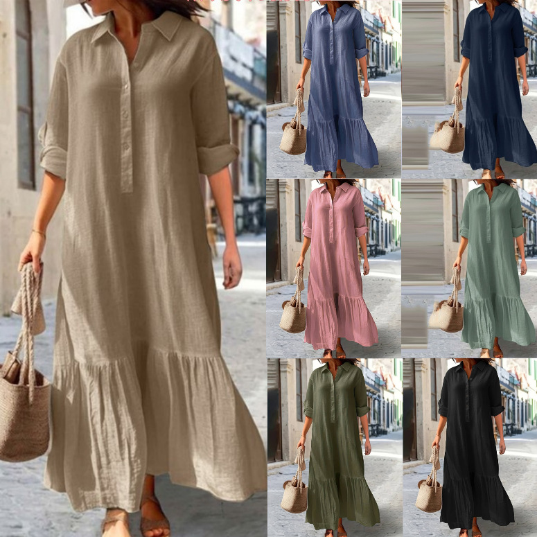 2025 Women's Linen Shirt Dress - Casual Loose Linen Shirt Dress 评论和价格