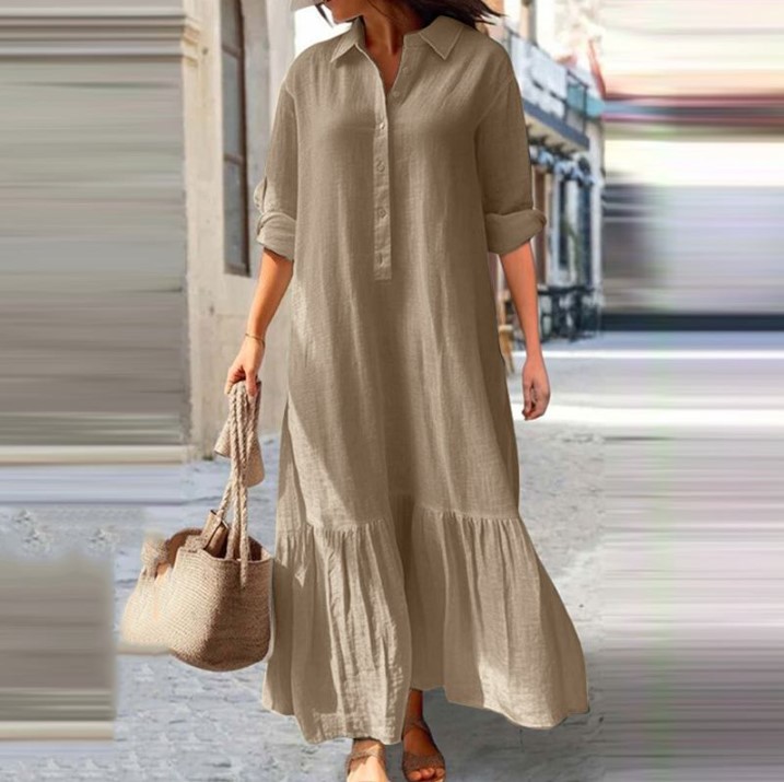 2025 Women's Linen Shirt Dress - Casual Loose Linen Shirt Dress 评论和价格