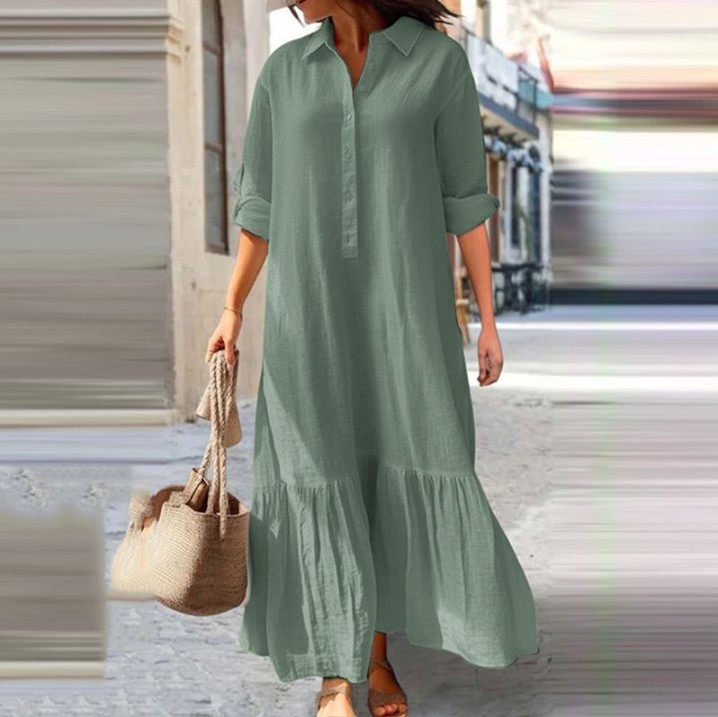 2025 Women's Linen Shirt Dress - Casual Loose Linen Shirt Dress 评论和价格