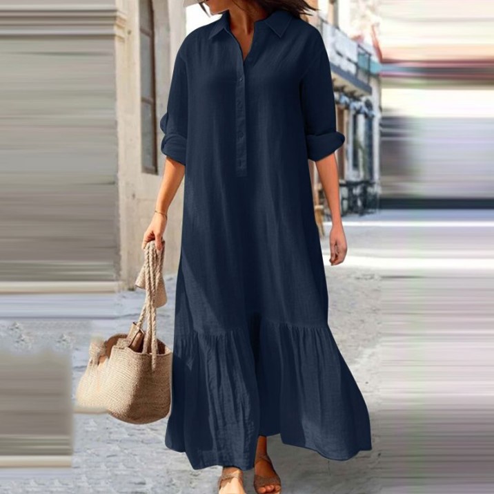 2025 Women's Linen Shirt Dress - Casual Loose Linen Shirt Dress 评论和价格