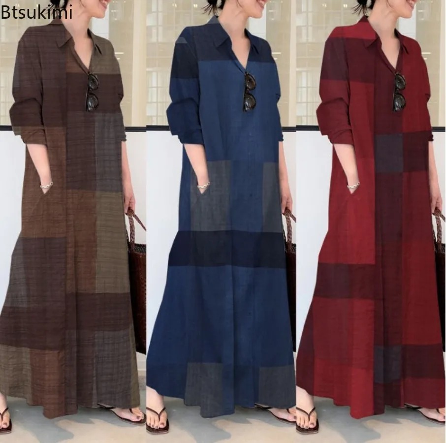 Fashion New Shirt Dress Women  - Casual Loose Linen Shirt Dress 评论和价格