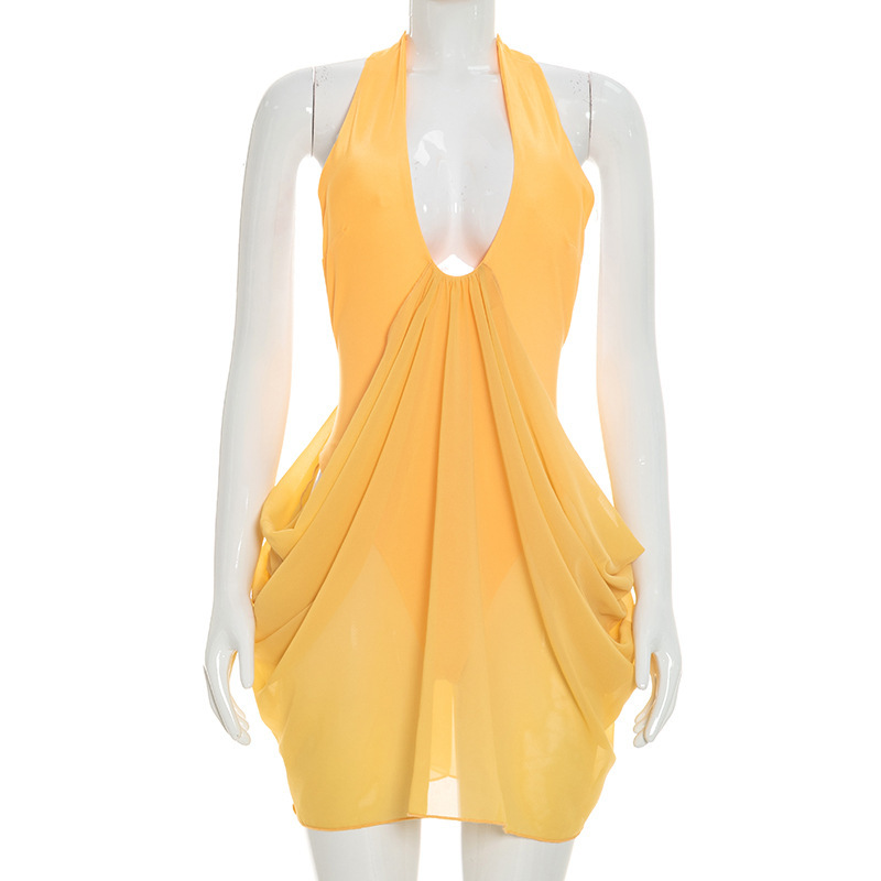 Hollow Sexy Mini Dress Women H - Y2K Backless Halter Mini Dress 评论和价格