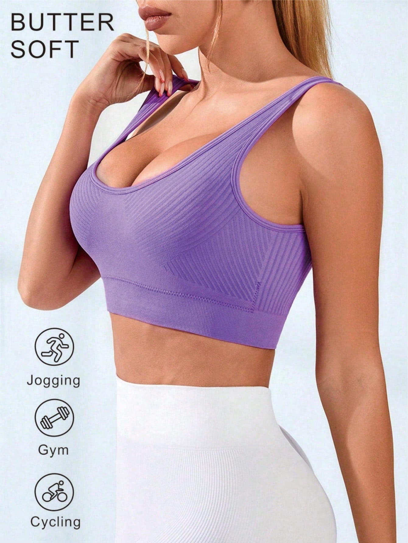 Women's Ribbed U-Neck Sports B - Seamless Ribbed Workout Tank Top 评论和价格