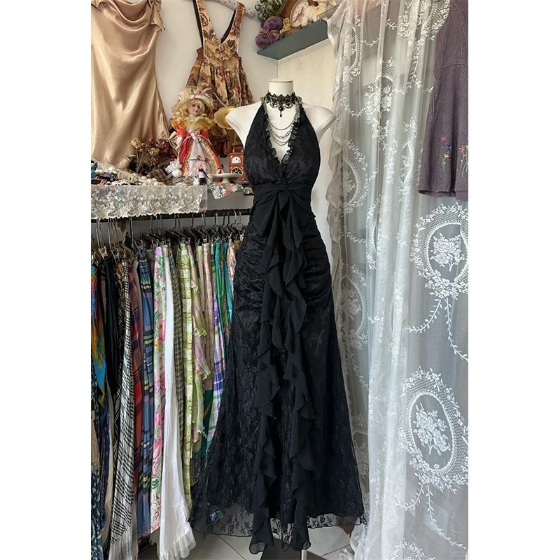 Y2k Vintage Halter Sleeveless  - Y2K Backless Halter Mini Dress 评论和价格
