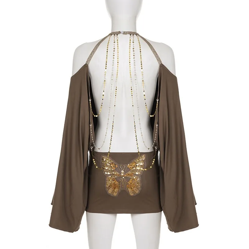 European American Hot Women Dr - Y2K Backless Halter Mini Dress 评论和价格
