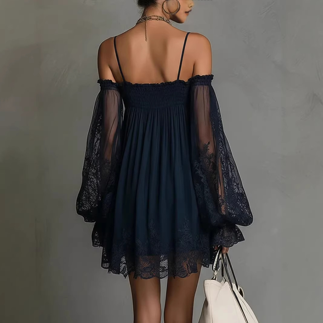 Off Shoulder Lace Mini Dress S - Off Shoulder Puff Sleeve Sundress 评论和价格