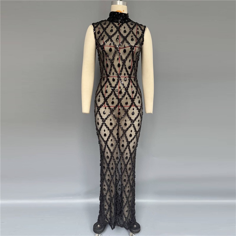 Black Sparkly Sexy Prom Dress  - Sexy Mesh Sheer Bodycon Dress 评论和价格