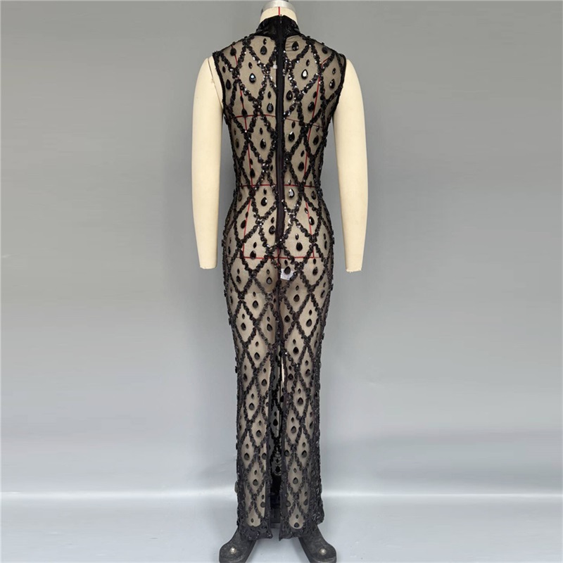 Black Sparkly Sexy Prom Dress  - Sexy Mesh Sheer Bodycon Dress 评论和价格