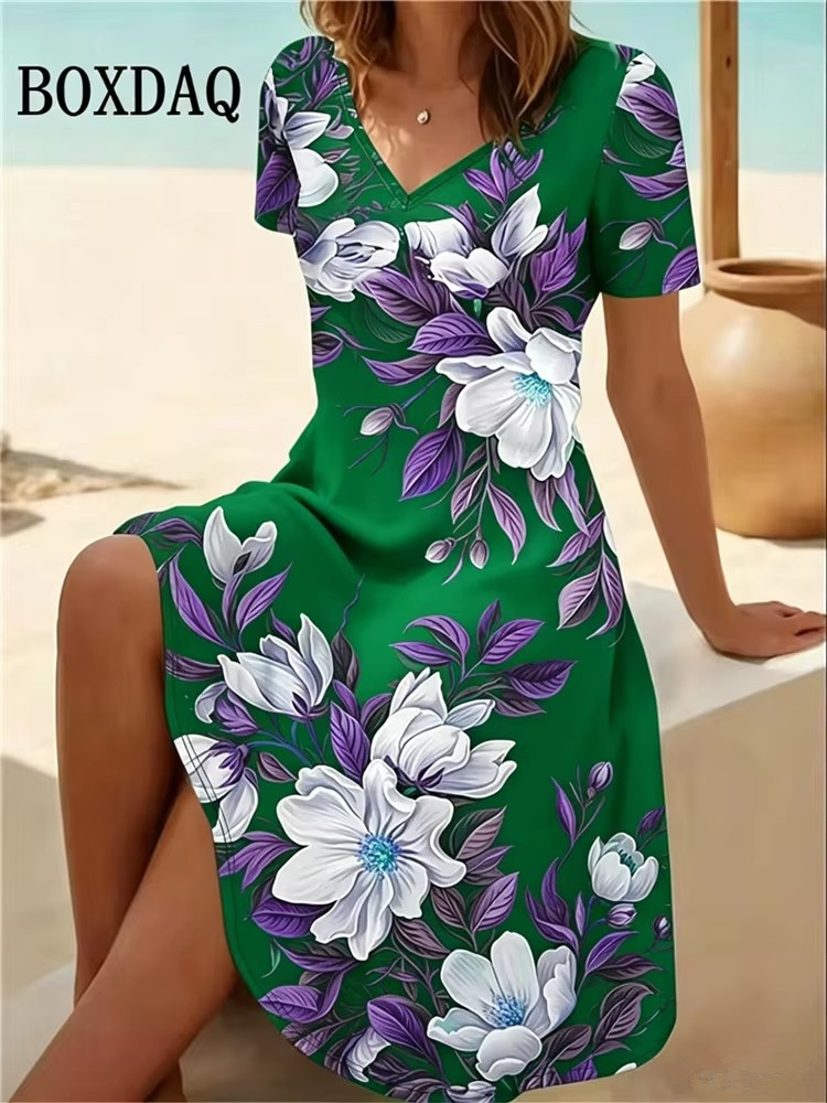 6XL Plus Size Women Dresses Su - Boho Summer Beach Maxi Dress 评论和价格