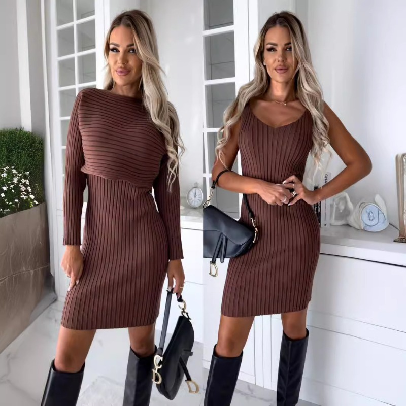 Autumn New Chic Sexy 2 Piece S - Bodycon Long Sleeve Ribbed Dress 评论和价格