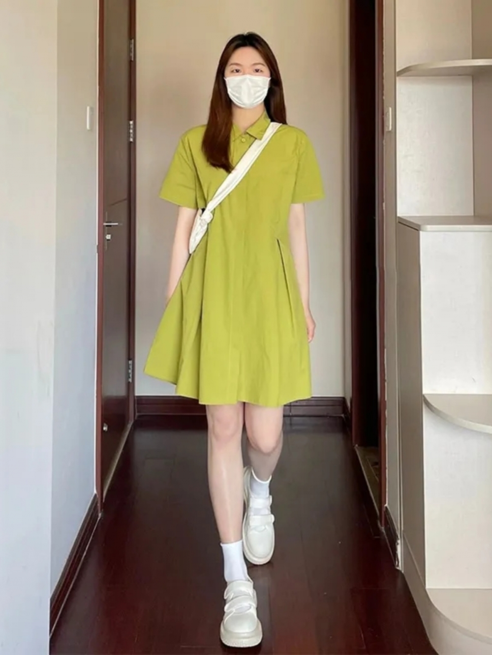 plus Size Women's  Neck Short  - Korean Style A Line Shirt Dress 评论和价格
