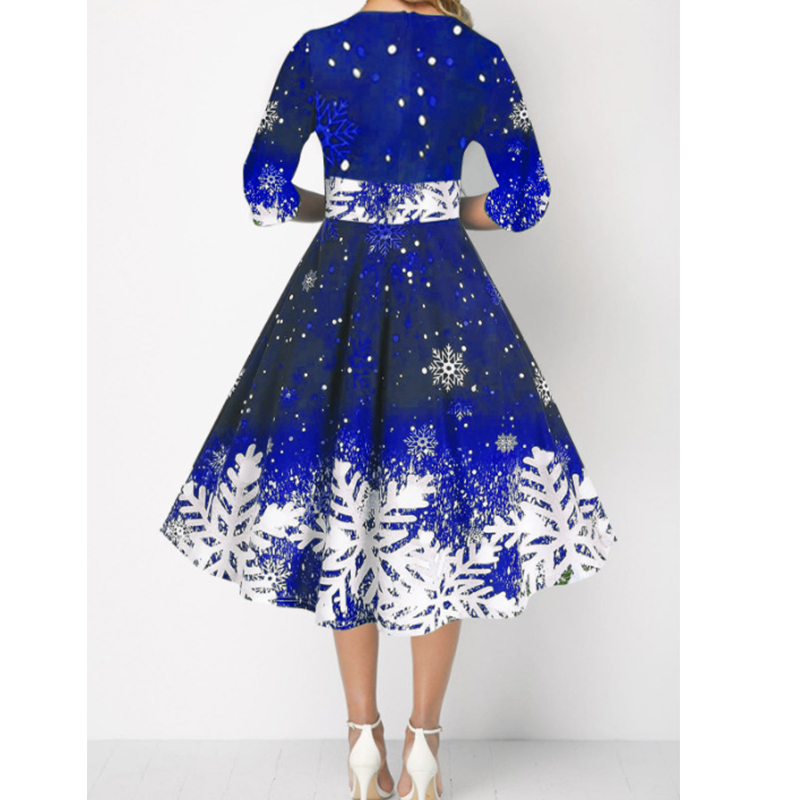Winter Christmas Dresses Women - French Vintage Floral Midi Dress 评论和价格