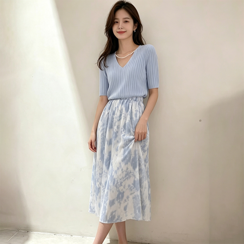 2026 Summer Gentle Short Sleev - Korean Style A Line Shirt Dress 评论和价格