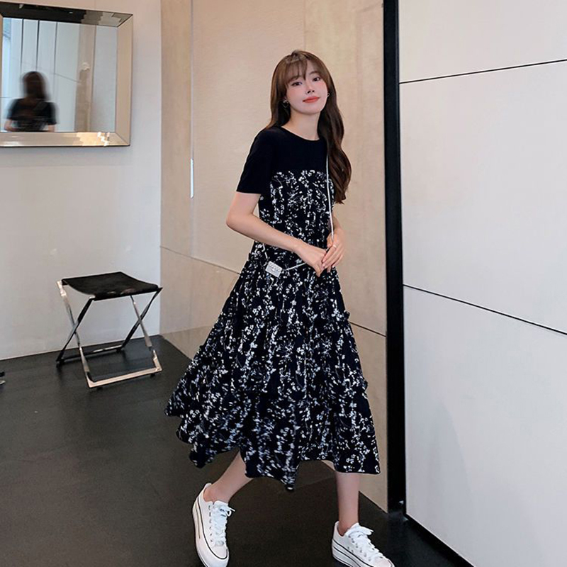 Women's T-shirt Fake two Pcs K - Korean Style A Line Shirt Dress 评论和价格