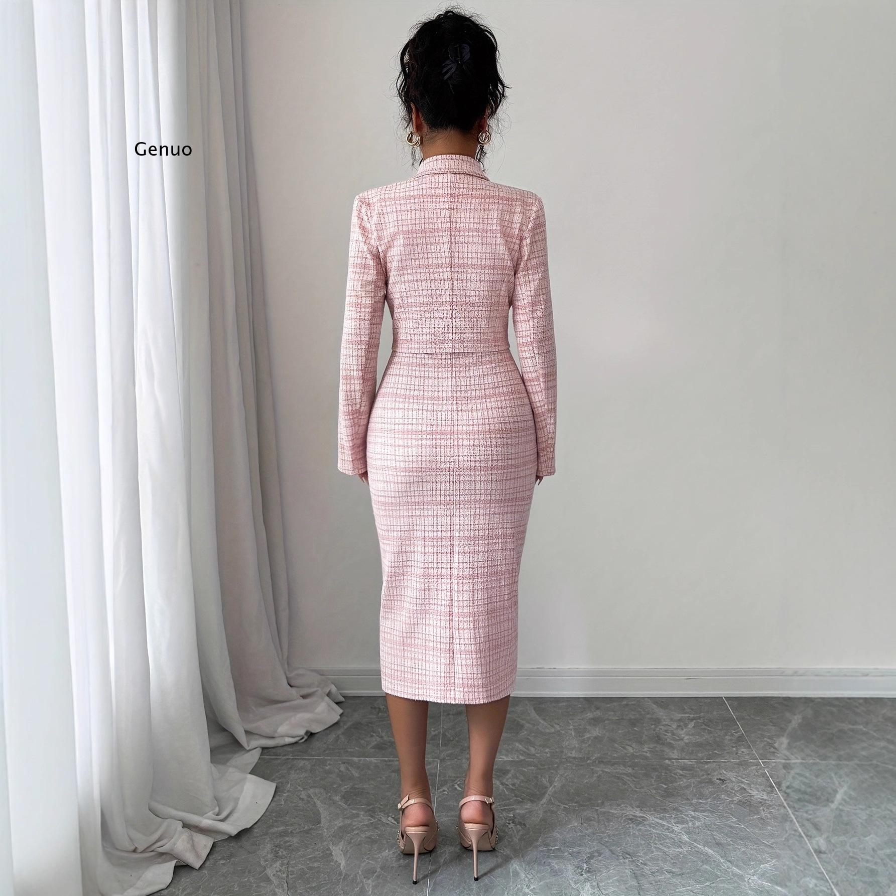 2026 New Women Elegant Tweed T - Tweed Two Piece Blazer Dress 评论和价格