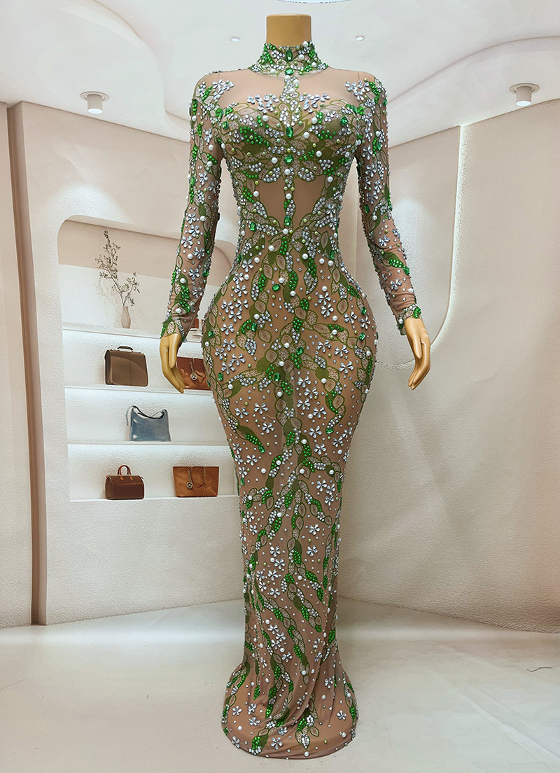 A stunning evening gown Long   - Sparkly Rhinestone Club Party Dress 评论和价格