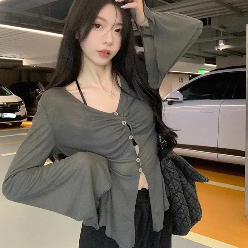 Sheer Flare Sleeve Blouse - Y2 - Blouses 评论和价格