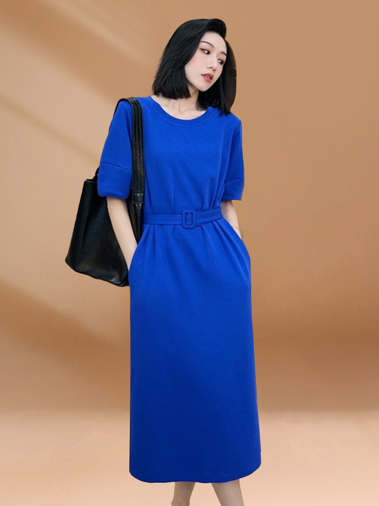 Klein Blue Women's Summer Casu - Korean Style A Line Shirt Dress 评论和价格