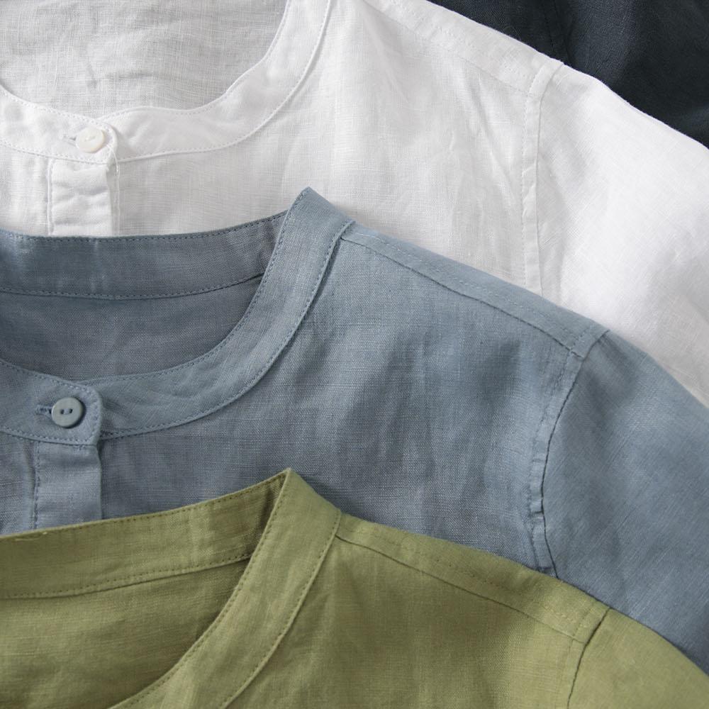 Outlet Japanese Style Linen Sh - Casual Loose Linen Shirt Dress 评论和价格