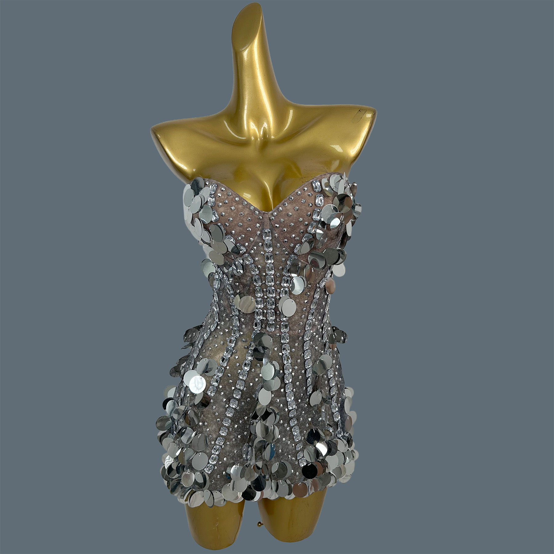 Women Strapless Sparkly Rhines - Sparkly Rhinestone Club Party Dress 评论和价格