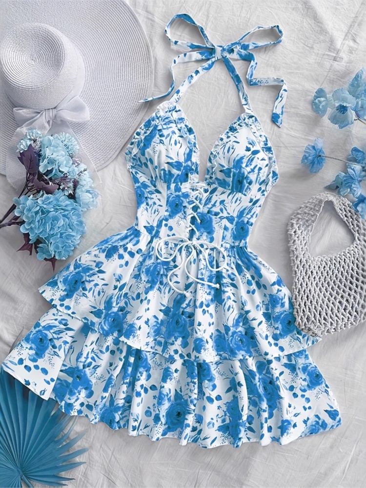 Women Vacation Style Retro Sho - French Vintage Floral Midi Dress 评论和价格