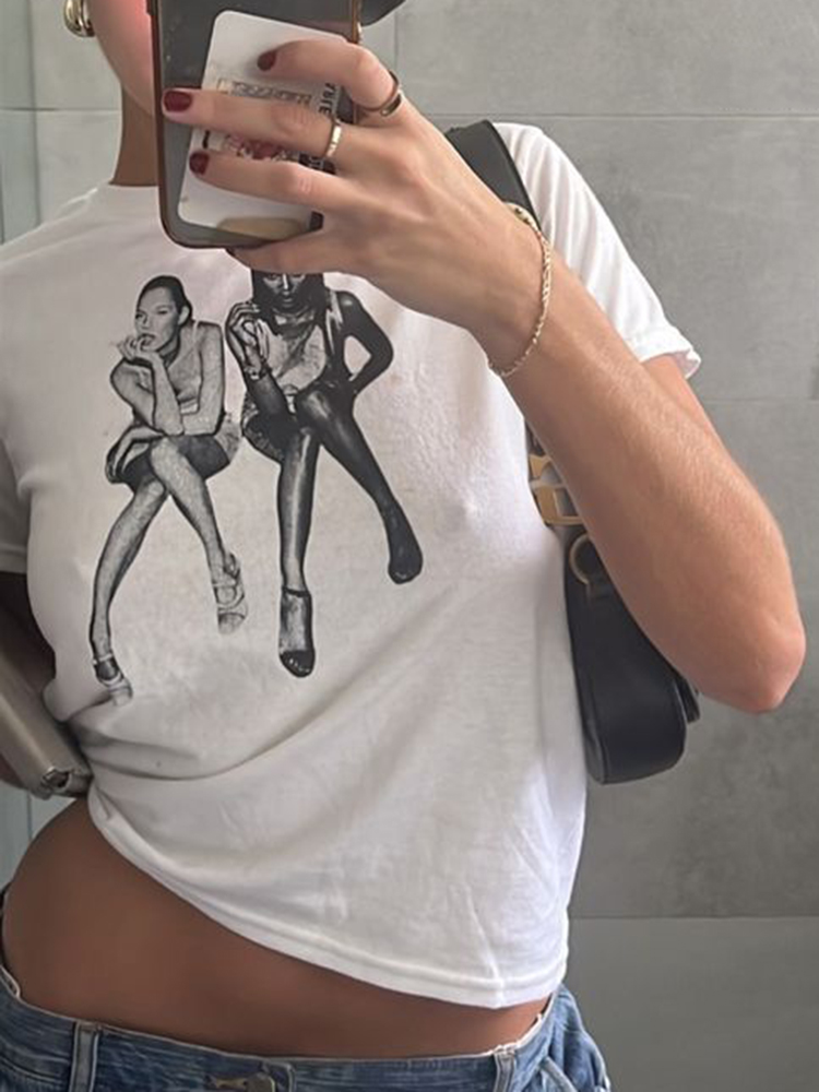 Aesthetic Summer Baby Tee Stre - Y2K Graphic Baby Tee Crop 评论和价格