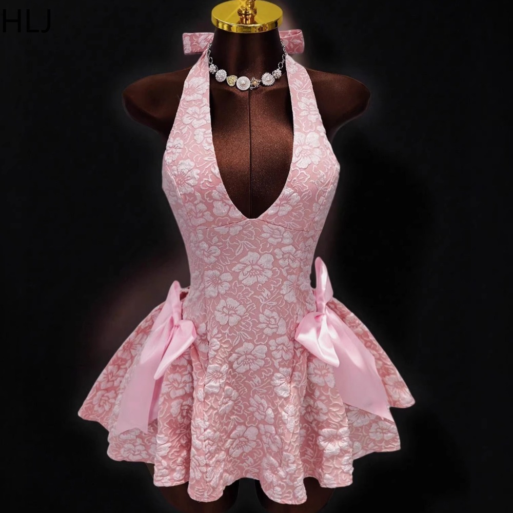 HLJ Y2K Sexy Jacquard Patchwor - Y2K Backless Halter Mini Dress 评论和价格