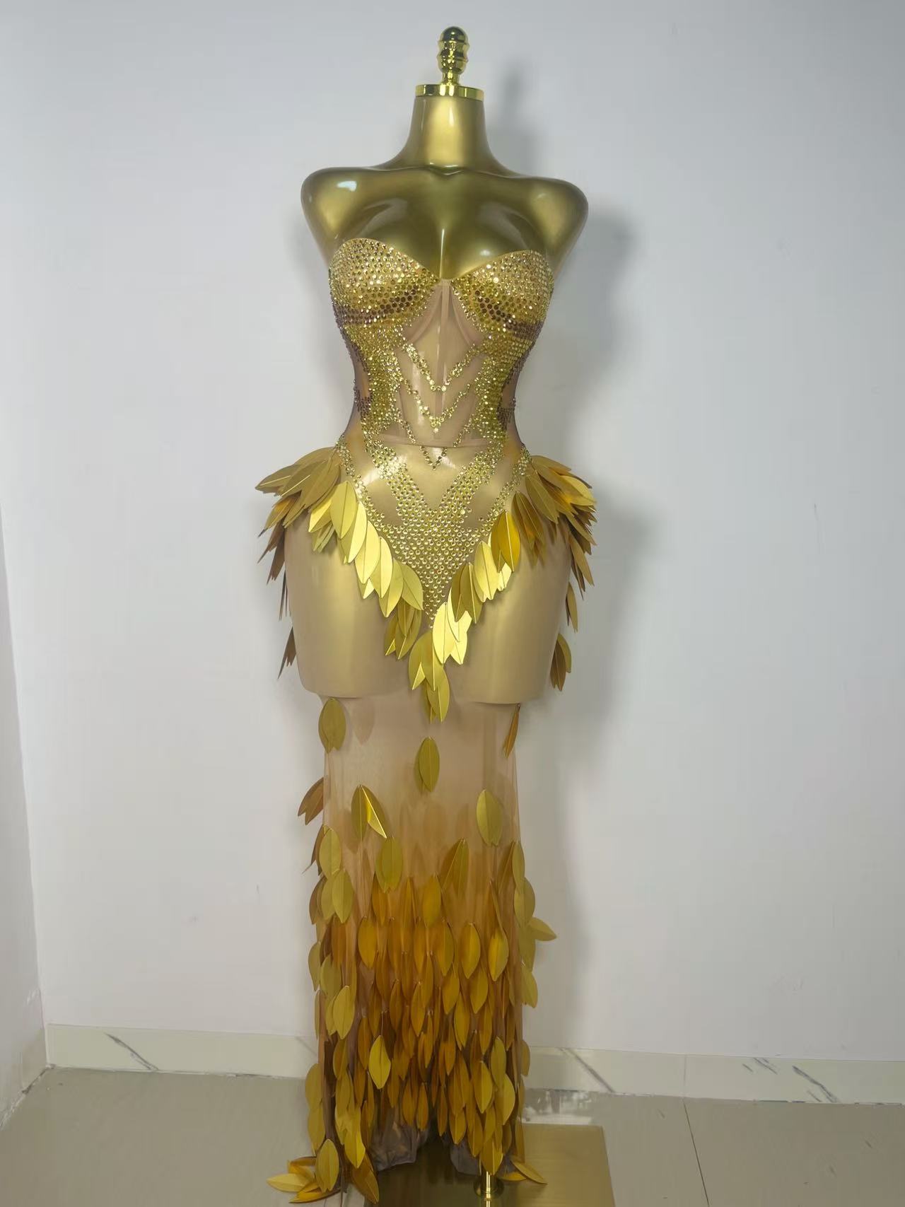 Sparkly Gold Rhinestone Sequin - Sparkly Rhinestone Club Party Dress 评论和价格
