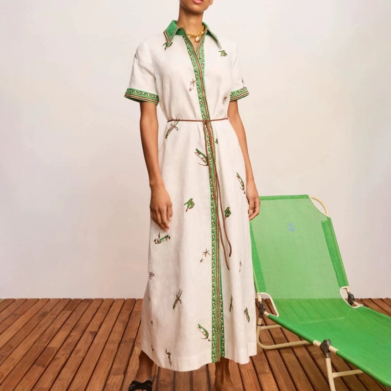 2026 Autumn New Original Women - Casual Loose Linen Shirt Dress 评论和价格