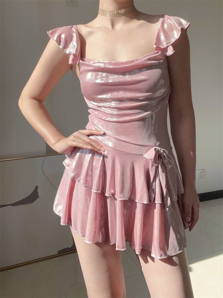 Flattering Shiny Pink Swimwear - Tops 评论和价格